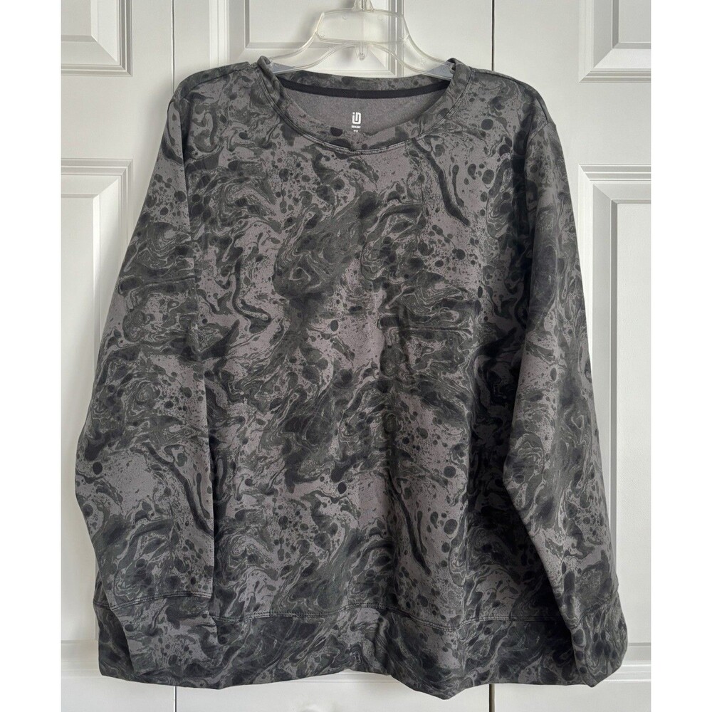 ID IDEOLOGY WOMENS SWEATER DEEP BLACK CREW NECK PULLON PLUS SIZE COTTON/POLYESTE